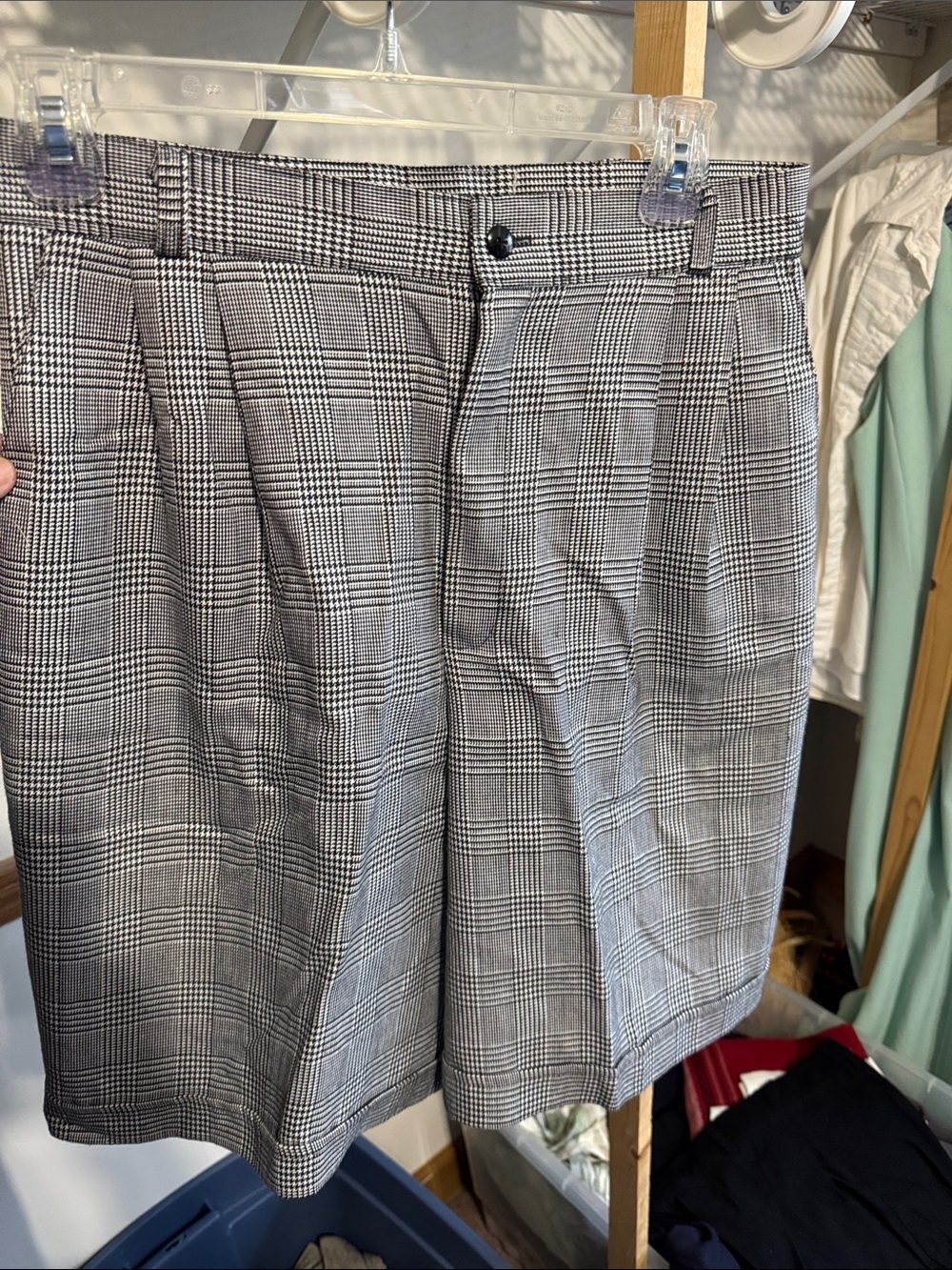 Vintage Black and White Plaid Womens Bermuda Shorts - Camden Classics